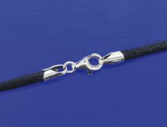 Stoffbänder mit Endkappen und Karabiner / 925 Silber