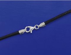 Baumwollschnur mit Endkappen und Karabiner / 925 Silber