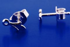 Ohrstecker mit Lilie / Öse quer / incl. Ohrmutter / 925 Silber