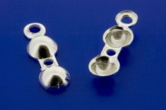 Klappkapseln mit Fadenloch und Ring / 925 Silber