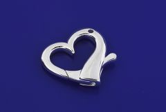 Karabiner mit Fadenloch / Herzform / 925 Silber