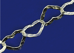Herzketten gehämmert mit Karabiner (ø 7.1x8.8mm) / 925 Silber