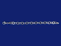 Armband mit Karabiner / Ankerketten flach / 925 Silber