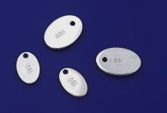 Stempelplättchen / Oval / 1-Loch / mit "925" Stempel / 925 Silber