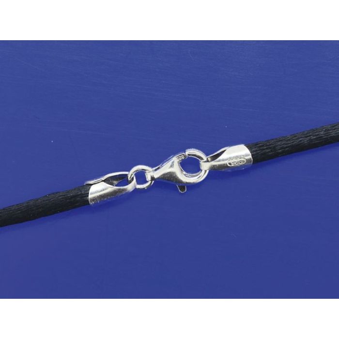 Stoffbänder mit Endkappen und Karabiner / 925 Silber