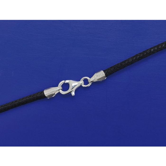 Baumwollschnur mit Endkappen und Karabiner / 925 Silber