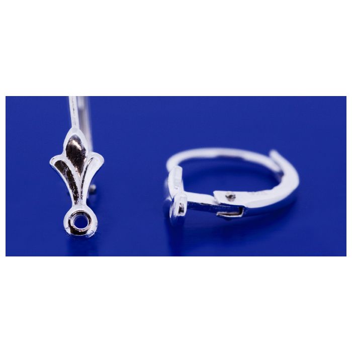 Klappbrisuren mit Lilie / Öse quer / 925 Silber