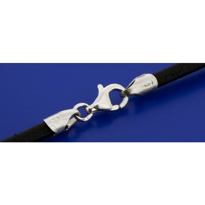 Lederbänder (Rind) mit Endkappen und Karabiner (ø 2 mm, Länge 50-90 cm)