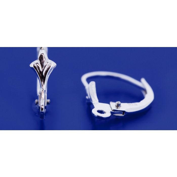 Klappbrisuren mit Lilie / Öse längs / 925 Silber