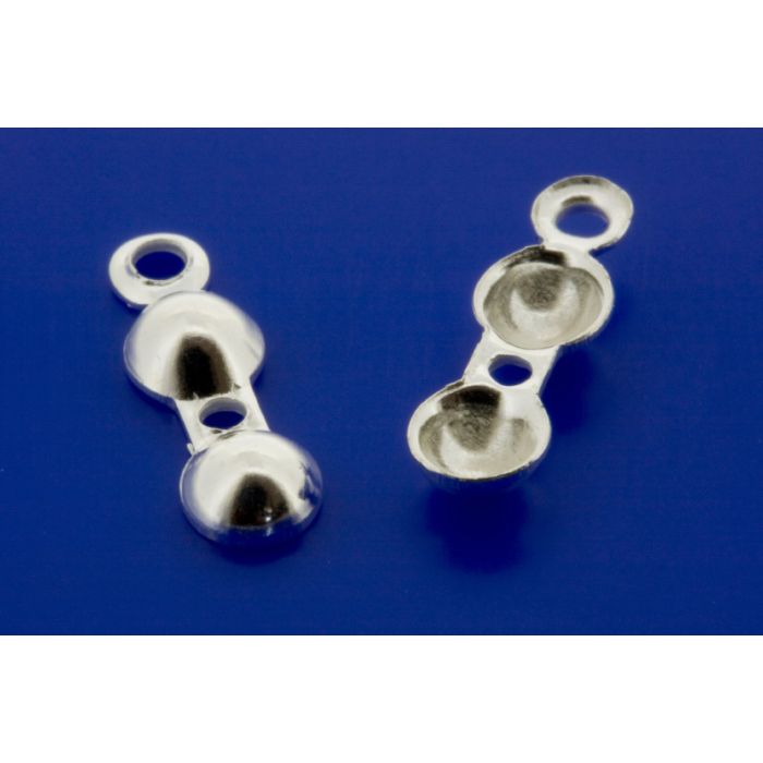 Klappkapseln mit Fadenloch und Ring / 925 Silber