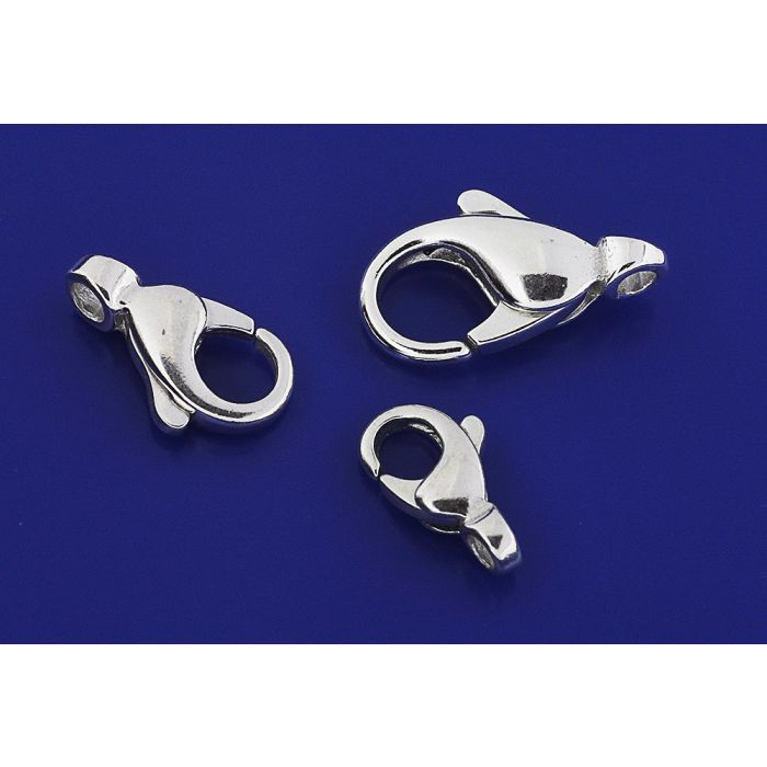 Gusskarabiner mit Öse  / 925 Silber