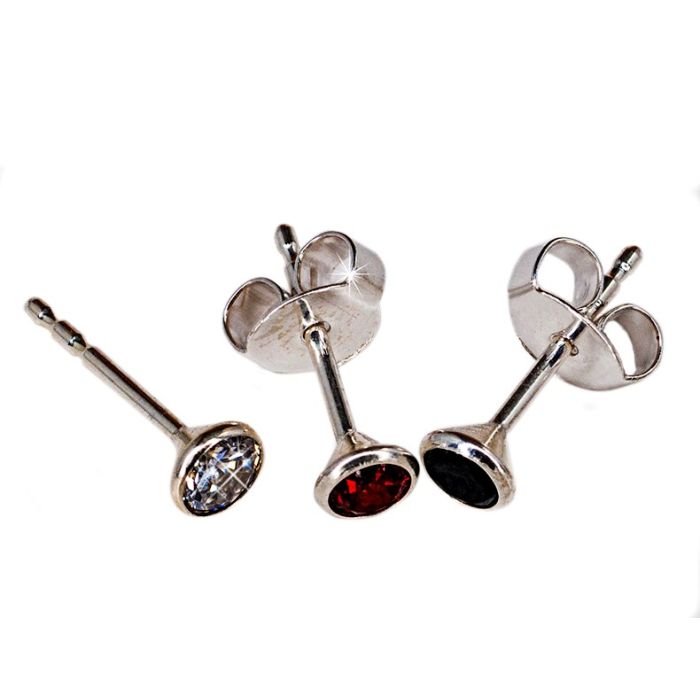 Ohrstecker mit Zirkonia inkl. Ohrmutter / 925 Silber 