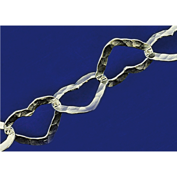 Herzketten gehämmert mit Karabiner (ø 7.1x8.8mm) / 925 Silber