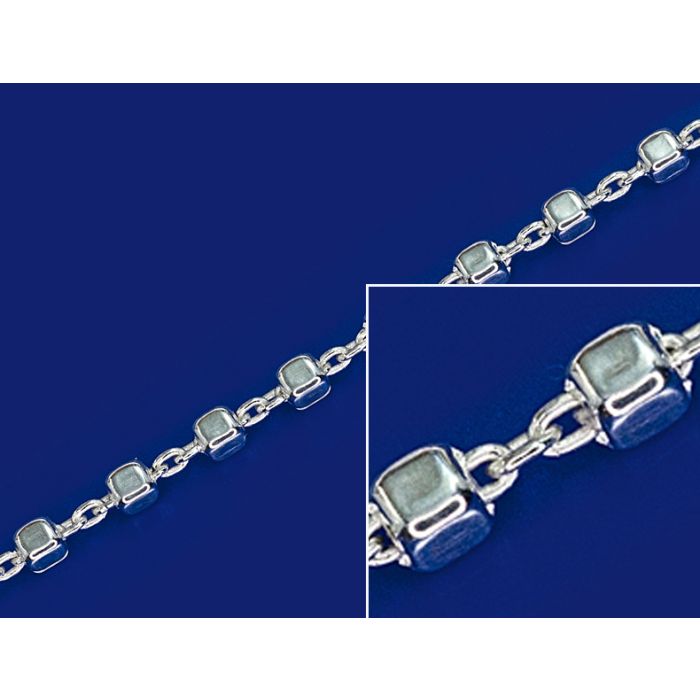 Ankerketten mit Würfel und Karabiner (ø2.2mm) / 925 Silber