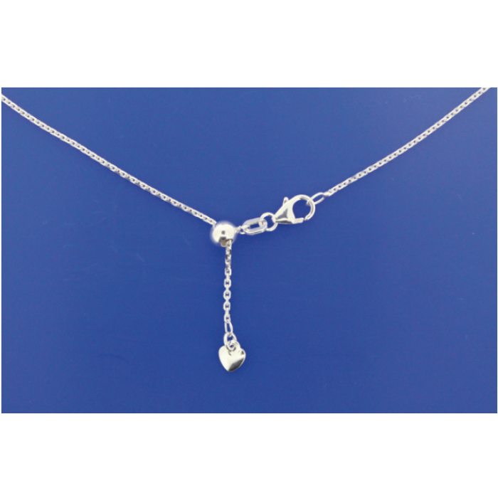 Ankerketten diamantiert VARIO mit Herz (Karabiner) / 925 Silber
